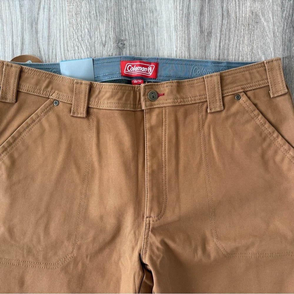 NWT Mens Coleman Canvas Fleece Lined Utility Pants Dark Khaki Size 38x32 - Picture 5 of 8